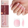 Beetles X Press Plus French Tip Nails - Camellia French | Pink Short Squoval Press On Nails | 16 Sizes 224 Pcs Natural Salon Quality Gel Nail Tips