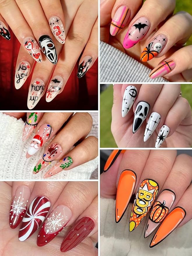 EBANKU 12 Color Nail Art Pens Set 3D 0.7MM Graffiti Acrylic Paint Nail Art Quick-Drying Nail Point Graffiti Dotting Liner Pen Sets for Home