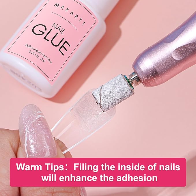 Makartt Quick Nail Glue for Press on Nails: Acrylic Nail Tips-Fake Nails-Salon Quality Strong Brush On, Quick Dry Easy Application No Need for Nail Lamp Durable & Long-Lasting 7ML 2Pcs, Hema Free