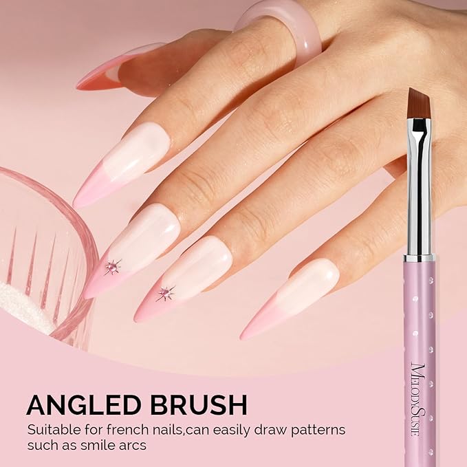 MelodySusie 6pcs Nail Art Brushes Set, Professional Pen Nail Gel Brush, Nail Extension and Builder Brush, Liner Brush 3 Sizes, Fashion Design for Home DIY Salon Use, Rose Gold
