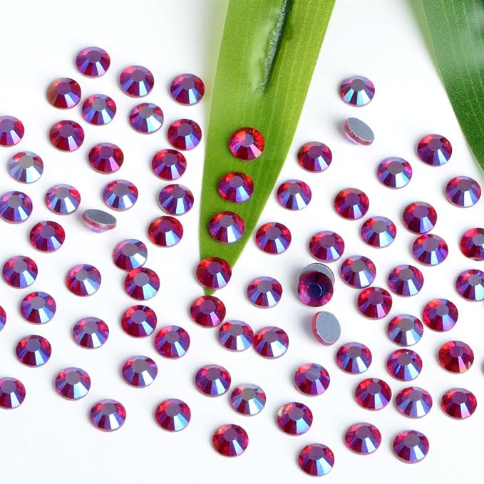 Bymitel Hotfix Crystal Rhinestones Round Gems Iron on DIY Jewelry Making Flat Back for Crafts,Siam AB, 2mm(SS6/2880pcs)