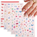 5 Sheets Summer Series Nail Stickers Embossed Nail Art Stickers Swimsuit Nail Decals with Swimming Ring Ice Cream Designs Cute Ocean DIY Self-Adhesive Nail Art Supplies