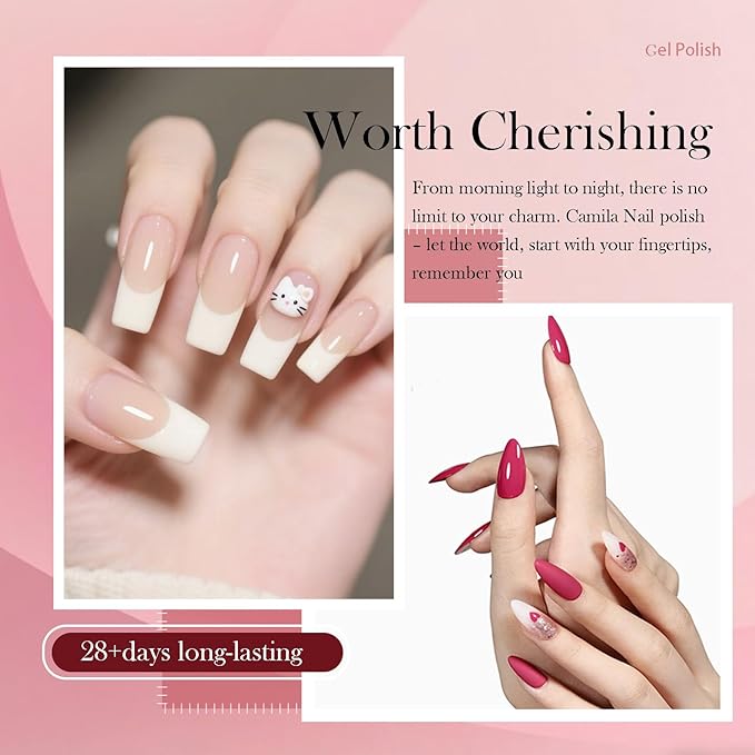 CAMILA ¿ 6pcs 15ml Hema Free Tpo Free Gel Polish Set Red Pink Nude Gel Nail Polish Kit Soak Off Gel Polish Manicure Salon For Women C Set