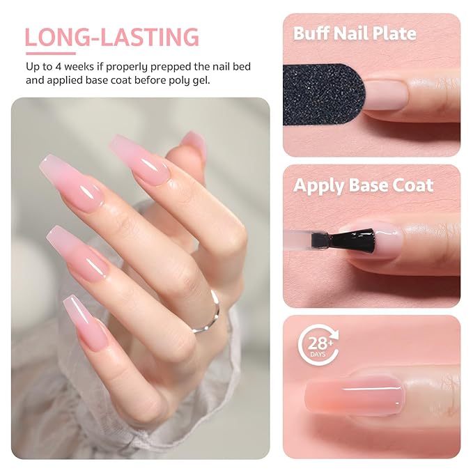 GAOY Poly Gel, 60g Pink Builder Gel Nail Enhancement for Beginner & Professional Salon DIY at Home