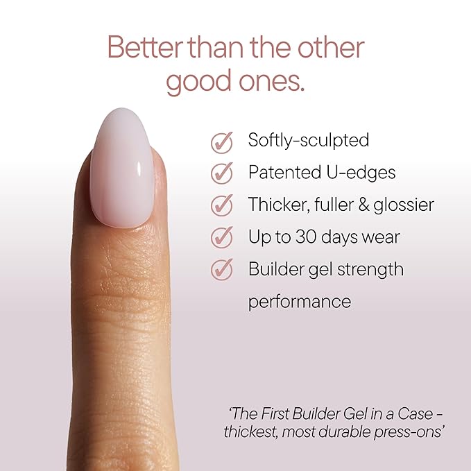 Press On Nails - Salon U-ltimate™ | Sheer Milk, Short Coffin Nails, Reusable | 16 sizes - 32 Nails Kit with Glue and Sticky Tabs