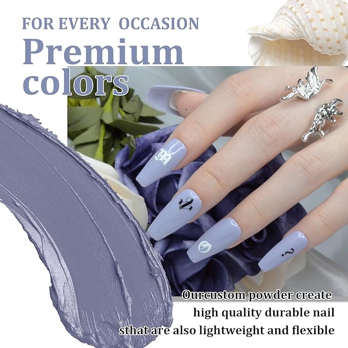 1oz Colorful Grey Color Dip Powder, No Needed Nail Lamp Curing Odor-Free&Long-Lasting Nail Art Starter Manicure Salon DIY at Home Natural Dry