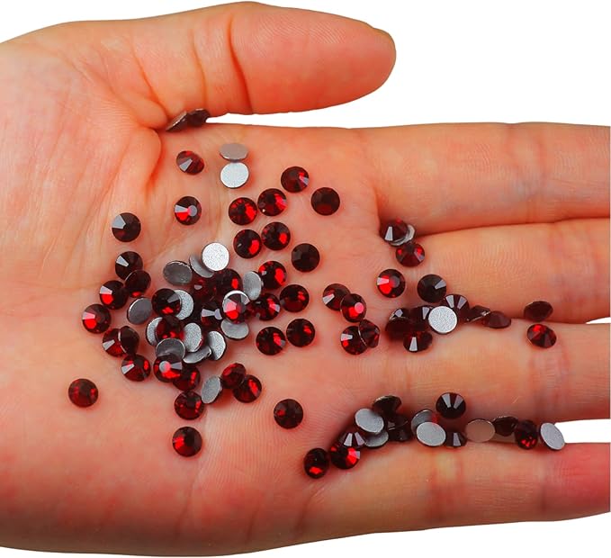Genie Crystal ss20 1440 Pcs Dark Siam Flatback Rhinestones,5mm Deep Red Glass Rhinestones Glue Fix Stone for Tumbler, Shoes,Clothes,Makeup,Nail Art,DIY Crafts