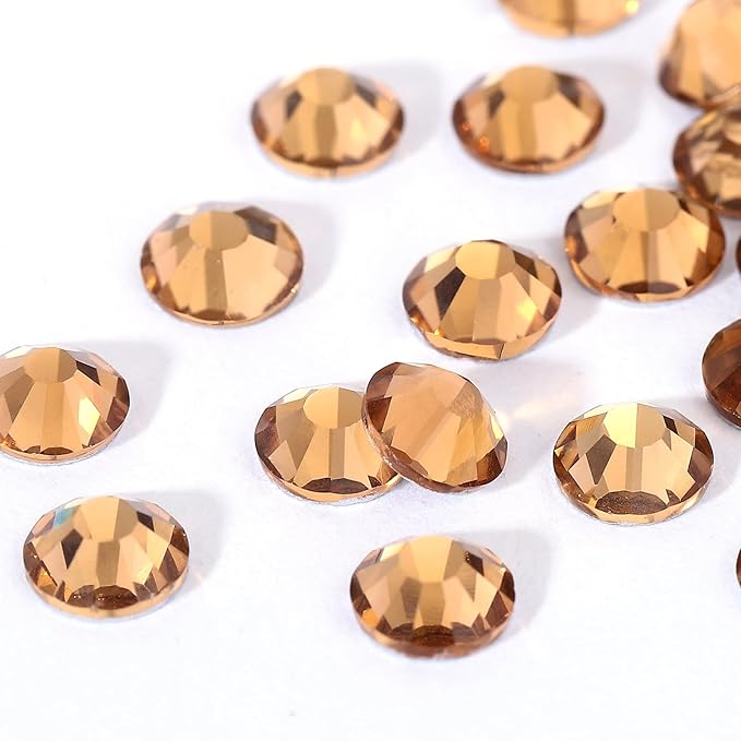 Novani Brown Rhinestones Flatback Rhinestones Glass Gems Stones Jewels Round Gemstones Non-Hotfix Crystal for Crafts,SS16,1440 Pieces,Topaz