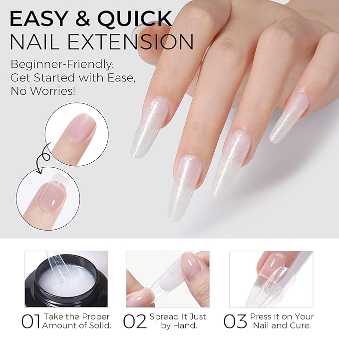 TOMICCA 3D Gel Nail Art, White Sparkles Sculpting Gel for Nail Art 1.76 OZ 3D Nail Hard Gel Nail Gel Nail Extension Gel for Nails Manicure DIY at Home Glitter