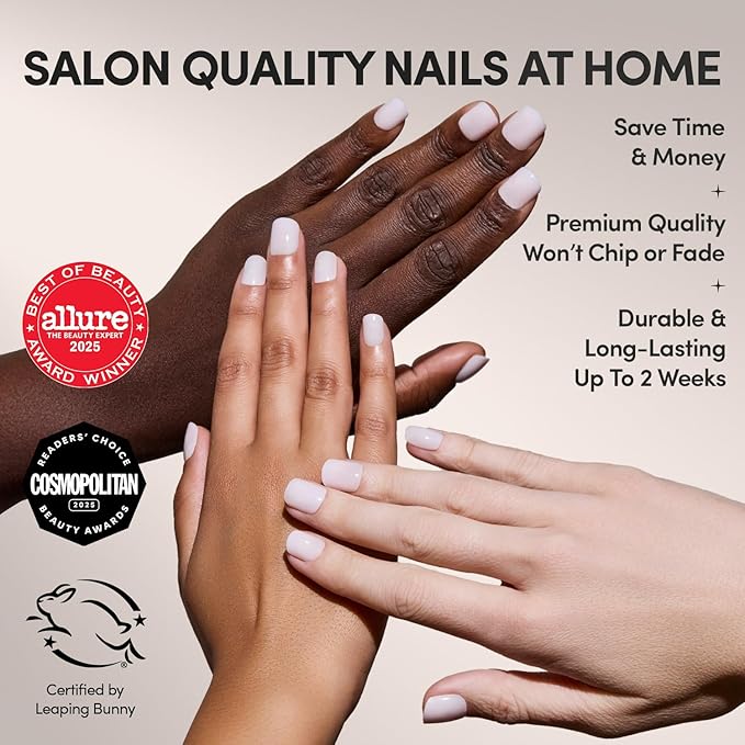 Glamnetic Press On Nails - Sweetie Set | Super Short Pink Fake Nails, Extra Short Salon Quality Milky Nails | 12 Sizes - 30 Nail Kit with Glue