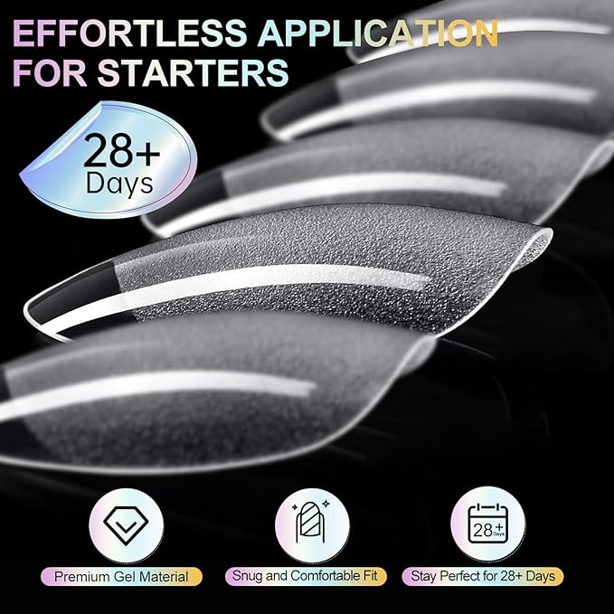 Short Almond Nail Tips - 12 Sizes 240 PCS Half Matte Full Cover Clear Fake Nails Soft Gel Pre-shaped Press On False Nails Acrylic Soft Nail Tips No C Curve Extension Manicure DIY Gelly Tips