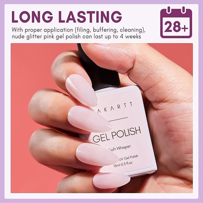 Makartt Nail Rhinestone Glue with Natural Nude Gel Polish Bundle, Clear Nail Glue Precision Pen Nail Art Glue Gel, Jelly Pink Glitter Gel Polish Summer 15ML Soak Off UV LED Gel Polish