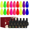 Nail Polish Gel Set, 9 Colorful Natural Gel Nail Polish Kit, Long Lasting Fast Curing, Soak Off UV Gel Nail Set, Women DIY Nail Salon Home Gift 12 PCS/SET