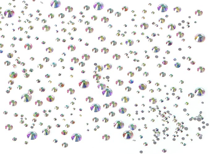 Bymitel 5000 Pieces 6 Mixed Sizes Glue Fix on Glass Rhinestones Round Crystal Gems Flatback for DIY Jewelry Making with one Picking Pen (6-Sizes 5000PCS, Crystal AB)