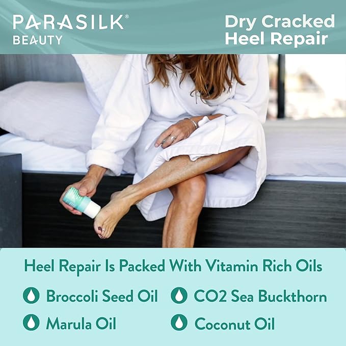 Parasilk Beauty Lemongrass Heel Repair Moisturizing Stick for Dry, Cracked Feet. Superior Antioxidant Oils & Wax Repair & Soften Dry Skin, Nighttime Foot Balm