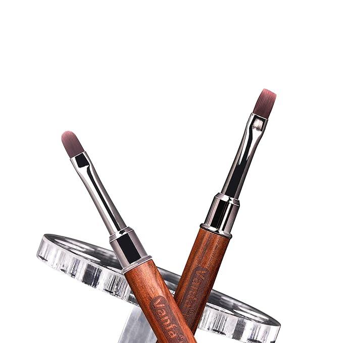 Vanfa Gel Nail Brush set for Builder Gel, Polygel, HardGel, Nail Painting (1 Oval + 1 Square) #79038