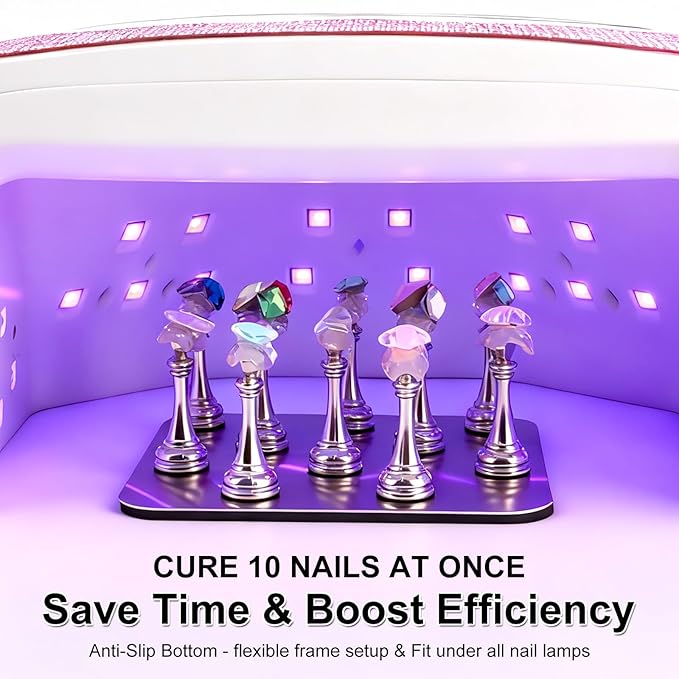 ANGNYA Nail Stand for Press Ons,Square Shape Super Magnetic Base Nail Holder for Painting Nails with 200 Pcs Reusable Double-Sided Tape for Nails Practice Nail Tools Home DIY Salon Supplies