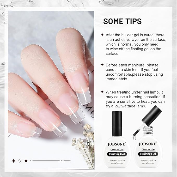 JODSONE Builder Gel for Nails,2Pcs 16.5ml Builder Gel Nail Polish for Thickening Strengthener Building Extension Nail Thickening Solution and Nail Art Design Gift for Women