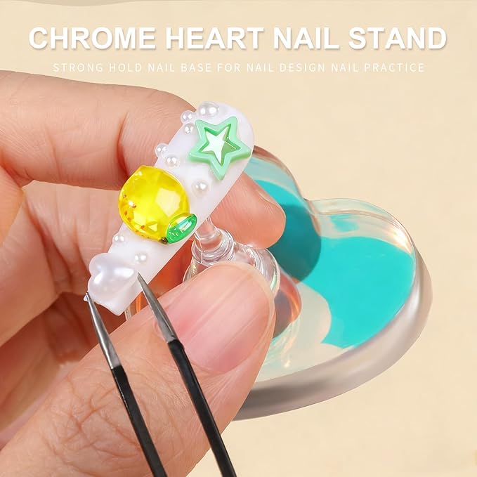 Fandamei Nail Stand, 2 Set Nail Holder for Painting Nails, Press on Nail Stand, Nail Stands for Nail Art. Magnetic Acrylic Nail Practice Display Stands with Double-sided Tape