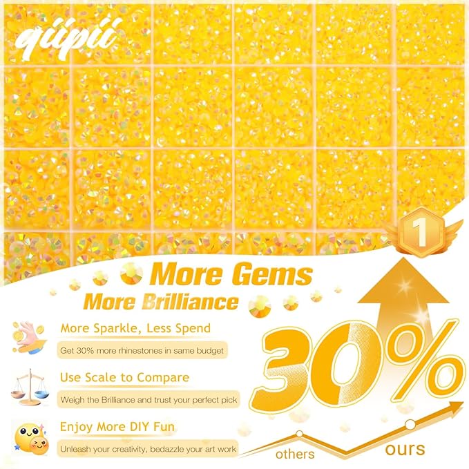 Orange Yellow AB Resin Rhinestones w B7000 Jewelry Glue for Bedazzling Crafting 2mm-6mm Flatback Jelly Stones Diamonds Gems Bedazzler Kit for Nails Face Eyes Makeup Tumblers Bottles DIY Crafts