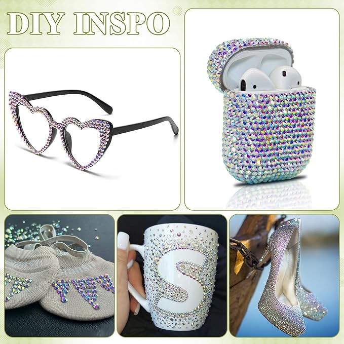 2000PCS SS20/5mm Crystal Rhinestones (Crystal AB), Bedazzling Flatback Glass Rhinestones for Crafting, Gems Diomand Charms for Tumbler Shoes Clothing Mugs Nail Art