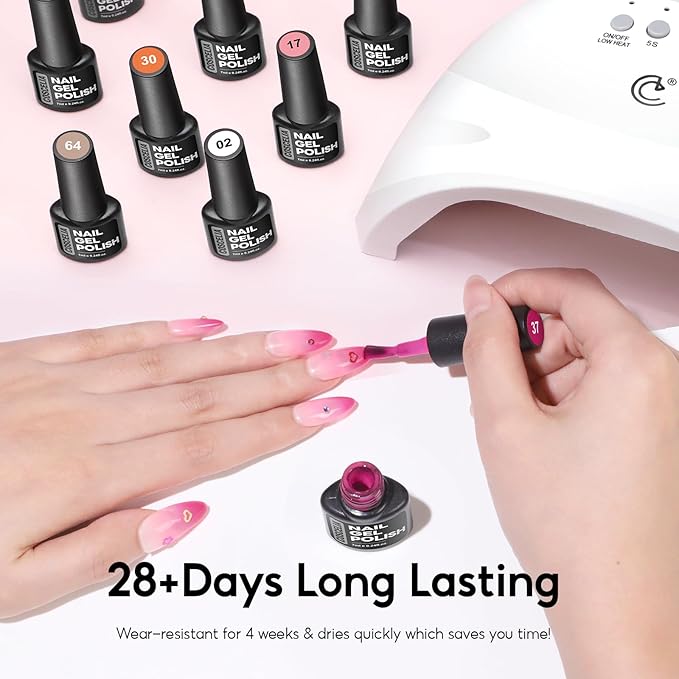 COSCELIA 60PC Gel Nail Polish Kit with U V light Starter Kit 55 Colors Gel Polish 5PC Top Base Coat Nail Art Decorations French Manicure Kit for with Everything Valentines Day Gifts for Women