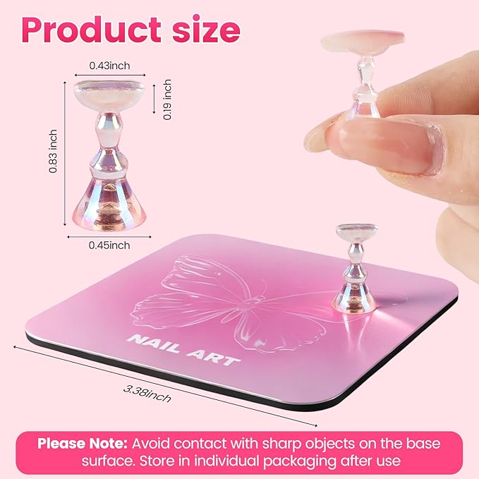 TADOPRO Nail Art Stand for Press Ons Fake Nail Tip Holder for Painting Nails Acrylic Nail Display Practice Kit with Magnetic Metal Base Nail Art Supplies Home DIY & Salon Use（pink02）