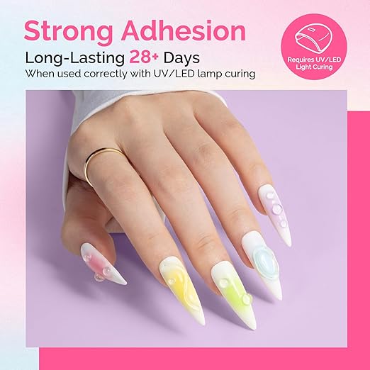 MelodySusie Rhinestone Glue Super Strong Gel Nail Glue for 3D Sculpting Nail Art Design Chrome Powder Decals Decor Need UV/LED Cured 30g (Pack of 2)