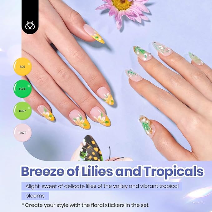 beetles Pastel Easter Gel Polish Set - Petal Symphony Collection, 40 Pcs 36 Colors Gel Polish Set Spring Colors Pink Red Green Blue Color Gel with Base&Glossy Matte Top Coat UV LED Nail Art