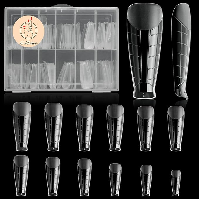 120Pcs Dual T-Shape Extension Poly Nail Forms, Full Cover Reusable Molds 12 Sizes for Solid Gel Glue Art Design Salon & DIY
