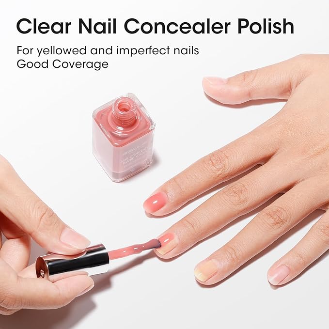 GELLEN Illuminating Nail Concealer Base Coat Nail Polish, Dusty Rose Calcium-Formula Regular Nail Polish Strengthens Nails, Quick Air Dry, Long Lasting, HEMA Free, TPO Free, Non-toxic