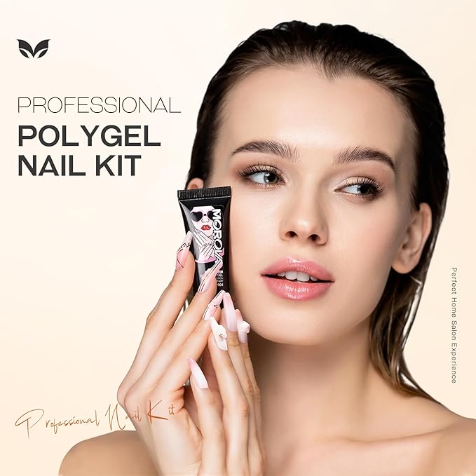 Morovan Poly Gel Nail Kit: 8 PCS Poly Gel Starter Kit With 48W U/V Lamp, DIY At Home Beauty Gifts