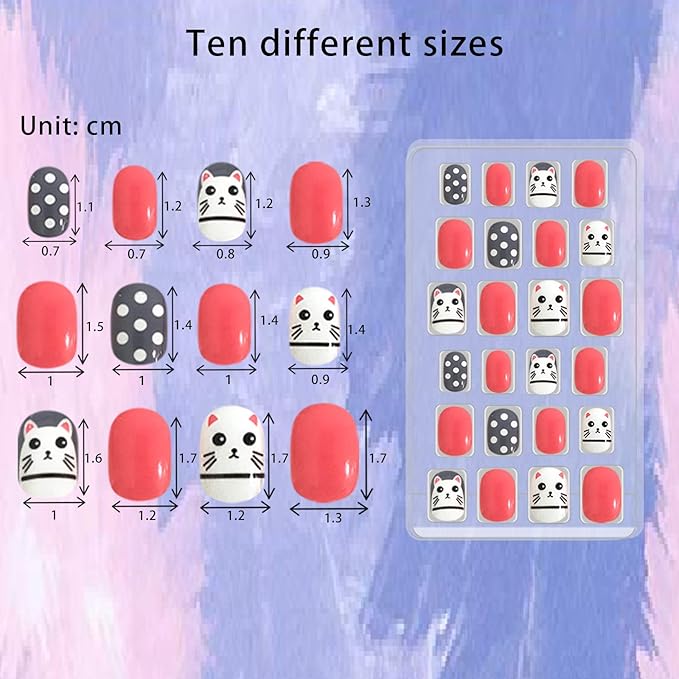 SIUSIO 120 Pcs 5 Pack Children Acrylic Fake Nails Press on Pre-glue Full Cover Glitter Gradient Color Rainbow Short False Nail Art Kits Set Stick on Nails for Kids Little Girls - Pink Hamster