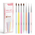 AIRSEE Gel Polish Nail Art Brushes set, 7PCS Nail Art Design Tools with Nail Liner Carved French Dotting Pen Clean Up Brush, DIY Manicure Tools Gift for Women