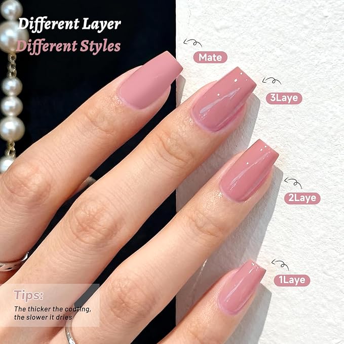 18ml Dusty Rose Nail Polish Large Volume Quick Drying Light Pink Nail Polish, Fast Drying and Long Lasting Color Nail Art DIY Home Manicure Gift for Women