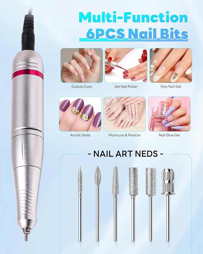 CozyZen Electric Nail Drill Professional: 45000 RPM Nail File Kit Machine with LCD Display, Hand & Foot Control Low Noise for Acrylic, Gel Nails, Manicure & Pedicure - Salon & Home Use