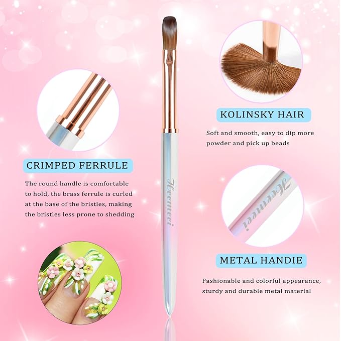 Acrylic Nail Brush Size 10, 100% Pure Kolinsky Nail Art Brush, Sturdy Handle Acrylic Powder Design Tools for Professional Manicure DIY Home Salon (10#)