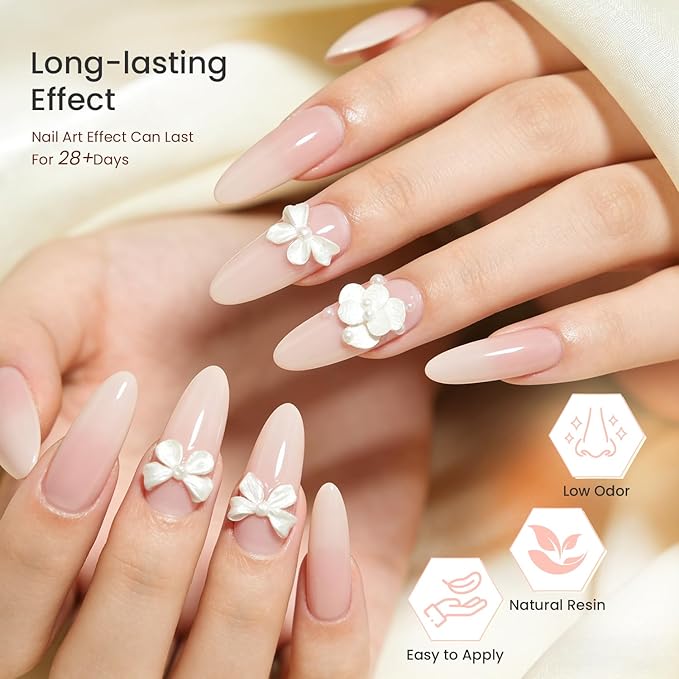 JODSONE Pearl White 3D Gel Nail Art Sculpting Gel Non-Sticky Molding Gels for Nails Solid U V LED Soak Off Gels Polish for Nail Design Home Manicure
