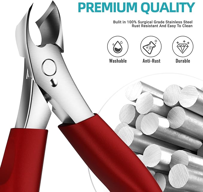 Toenail Clippers for Thick Nails for Seniors - Heavy Duty Toe Nail Clippers for Men & Elderly with Thick Toenails, Professional Nail Clippers with Long Handle for Inflexible Joints, Sharp Curved Blade