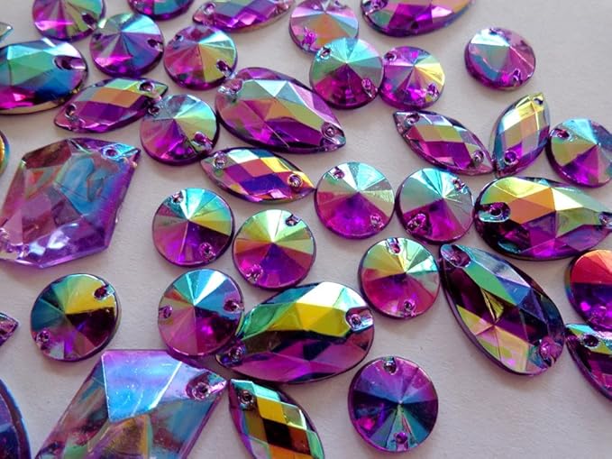 300pcs Mixed Shape Size deep Blue Crystal sew on Rhinestones Acryl Loose Beads Hand Sewing Strass