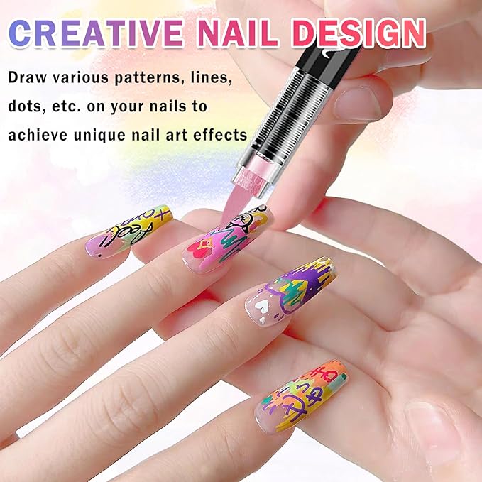 12 Colors Nail Art Pens Set, Nail Polish Pens Nail Art Drawing Markers Pen Quick Dry Waterproof Nail Art Painting Pens Kit for Home DIY Nail Art Design-Multi-colors