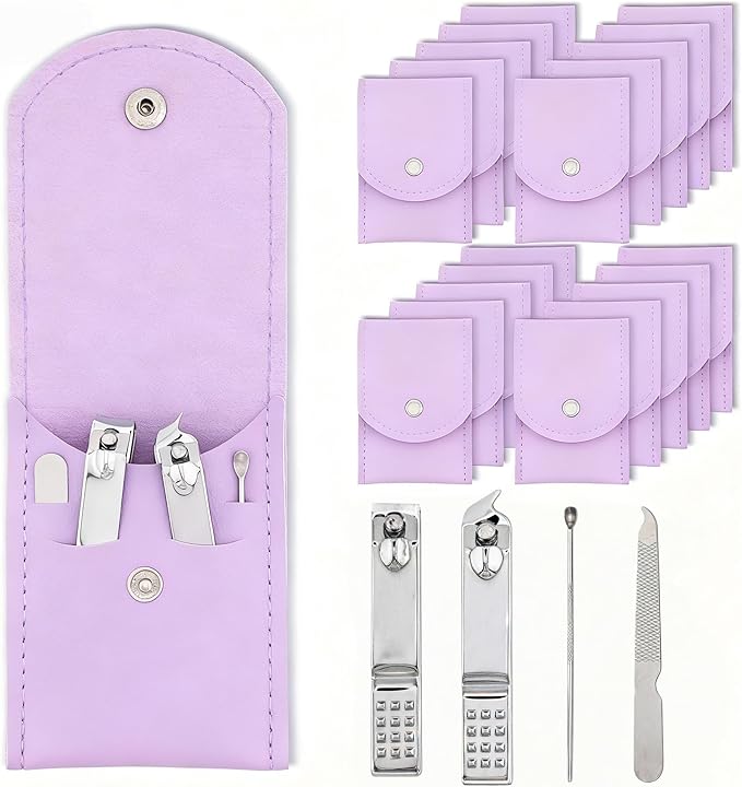 20-Piece Complete Nail Care Kit, Professional Manicure Set with Stainless Steel Tools for Home Use, Travel & Gifts | Portable Nail Clipper Kit in Purple Case(Purple)