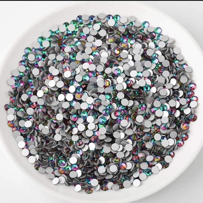 Beadsland Flat Back Crystal Rhinestones Round Gems for Nail Art and Craft Glue Fix, Green Volcano, 2.7-2.9mm, SS10/1440pcs