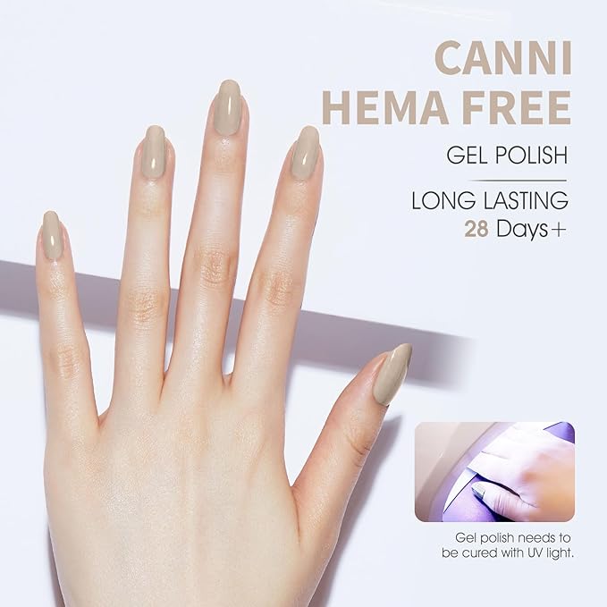CANNI Nude Gel Nail Polish, 1Pcs Nude Gel Polish Light Brown Color Nail Polish High Gloss Soak Off U V Nail Manicure Salon DIY
