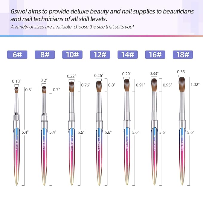 100% Kolinsky Acrylic Nail Brush Size 8,3D Nail Brushes for Acrylic Application Pure Handmade Round Shape,Professional Nail Art Brush Manicure for Women (#8)