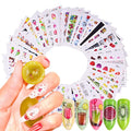 40 Sheets Fruits Nail Art Stickers, Holographic Water Transfer Nail Decals Design, Cake Fruit Ice Cream Nail Sticker Supplies for Women Girls Manicure Tips Charms Decoration Cute Acrylic Nails Decal