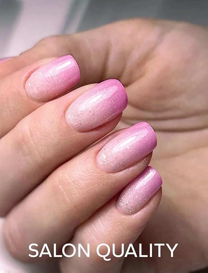 Nail Polish Strips – 32PCS UV Free Salon Quality Wraps, Long Lasting Gel Nail Stickers for Women (Rose Glowing)