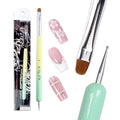 Ivy-L Premium 2 Ways French Gel Acrylic Nail Art Kolinsky Brush with Dotting Tool for Professional Manicure Nail Art Design Cuticle Clean-up + Lime Green Wood Handle (Size 8)