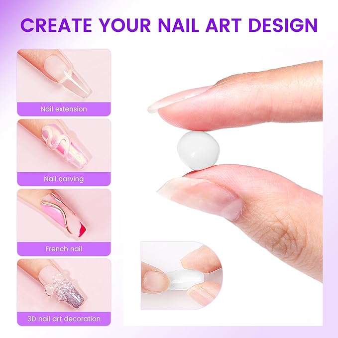AIJIMEI Solid Builder Gel for Nails, Hard Builder Gel Set 3.3OZ Nail Art Nail Extensions for Nails Strengthening Salon Use (White)