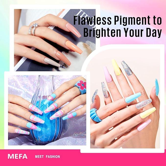 MEFA 35 Pcs Neon Gel Nail Polish Set, 32 Colors Summer Bright Gel Polish Set with Matte/Glossy Base Top Coat Pink Collection Nail Art Manicure DIY Salon Home Decoration Beginners Gifts for Women
